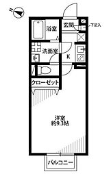 アムールラペ 1Kの間取図画像