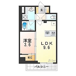 AUFTAKT 天王寺 1LDKの間取図画像