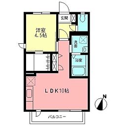 サンサール 2階1LDKの間取り