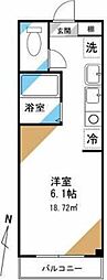 グランディーオーソ 1Kの間取図画像