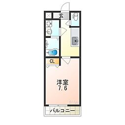 ハートハイム 1Kの間取図画像
