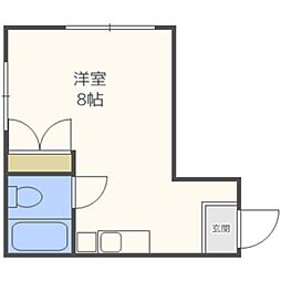 リバーハイツ板付 ワンルームの間取図画像