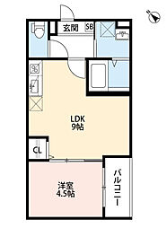 エリシオン大物町 1LDKの間取図画像