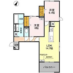 STグランツ 2LDKの間取図画像