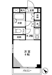 シャトリエ駒込 1Kの間取図画像
