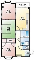 秋山マンション 3DKの間取図画像