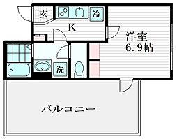 シャテロ三河島 4階1Kの間取り