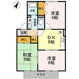 ハイカムールK 3DKの間取図画像