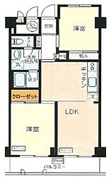 日商岩井日本橋浜町マンション 7階2LDKの間取り