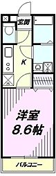 アムール　ラマージュ 2階1Kの間取り