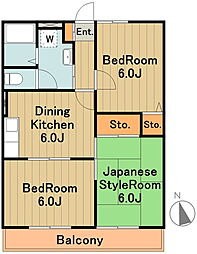 サニーコートしもはた 1階3DKの間取り