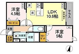 セレスティア江戸川II 1階2LDKの間取り