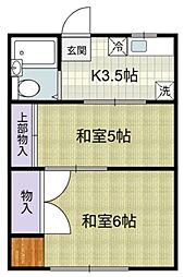 メゾントミタ 203 2階2Kの間取り