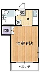 パールハイツ 2階1Kの間取り