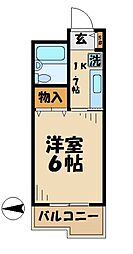 マンション如月 1Kの間取図画像