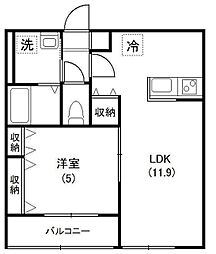 メゾンハーモニー 1LDKの間取図画像