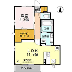 アルジェント・ステラB 1LDKの間取図画像