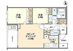 ザ・パークハウス広尾羽澤 2LDKの間取図画像