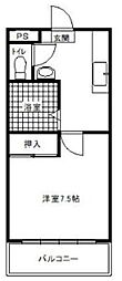 二和東ハイツ 1Kの間取図画像