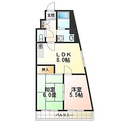メゾン・イングスあびこ 2LDKの間取図画像