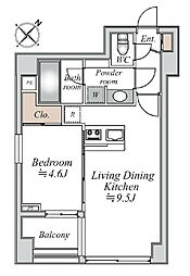 セントラルクリブ六本木2 1LDKの間取図画像