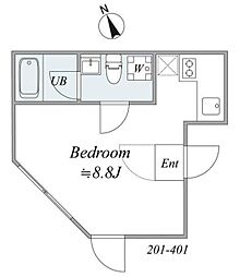 trias223 ワンルームの間取図画像