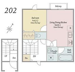 Kukkula kuriya2号棟 1LDKの間取図画像