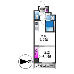 クローバー・レジデンス城東放出 1DKの間取図画像