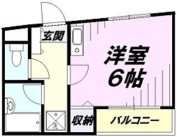 モンシャトー参番館 ワンルームの間取図画像