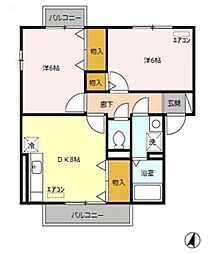 エスポワール 2DKの間取図画像