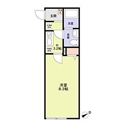 （仮称）船橋日大Ｂ新築計画 206 2階1Kの間取り