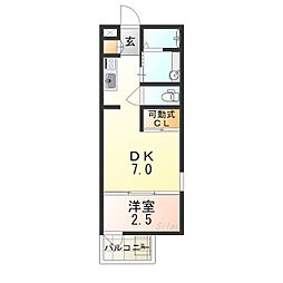 リエゾンコート大今里 1DKの間取図画像