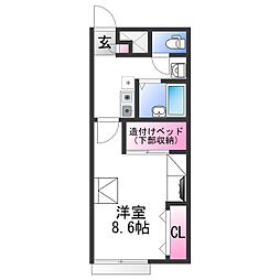レオパレスフォレスト 1Kの間取図画像