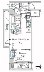 ラティエラ武蔵小杉 1LDKの間取図画像