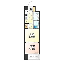 エステムコート京都二条 2階2Kの間取り
