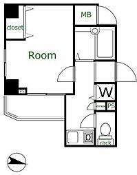 サンテミリオン千鳥町 3階1Kの間取り