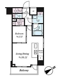 ログ上野駅前 12階1LDKの間取り