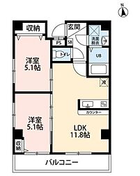 ルル浅草千束 10階2LDKの間取り