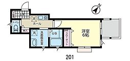 サンス戸塚 1Kの間取図画像