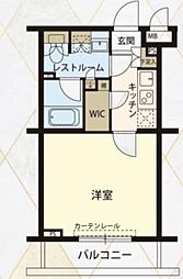 ルーブル東蒲田八番館 2階1Kの間取り