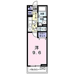 フルール宇賀徳 1Kの間取図画像
