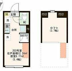 Amen Corner堀切 2階ワンルームの間取り