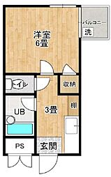 Plaza.M.V 2階1Kの間取り