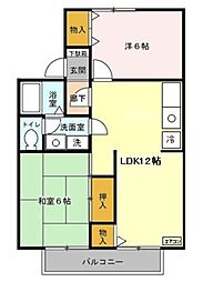 ラフランセ壱番館 2LDKの間取図画像