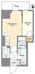 クラリティア上野稲荷町 1DKの間取図画像