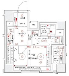 レアシス秋葉原 3階1Kの間取り