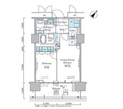HARUMIFLAGPORTVILLAGEC棟 1LDKの間取図画像