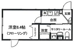 ALTO緑が丘 4階1Kの間取り