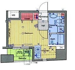 ガラ・ステーション東日本橋 ワンルームの間取図画像