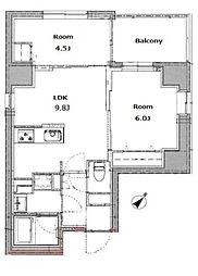 リビオメゾン上野入谷 11階2DKの間取り